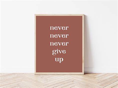 Never Give Up Printable Quote Poster Motivational Quote Print Music