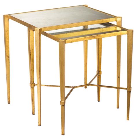 Next day delivery & free returns available. Gershon Hollywood Regency Gold Leaf Antique Mirror Nesting ...