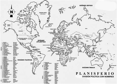 Mapas and maps Planisferio con División Política y con nombres 96384