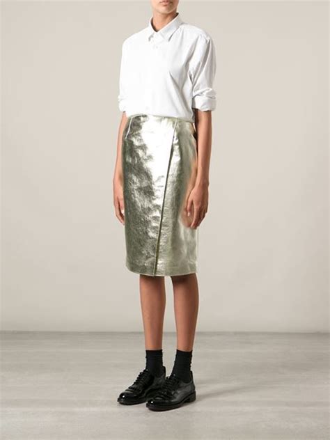 Msgm Metallic Pencil Skirt Smets Fashion Souls
