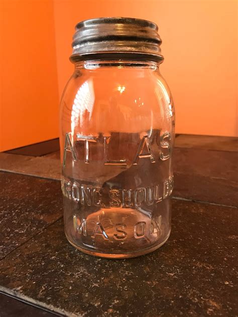 Vintage Hazel Atlas Strong Shoulder Mason Jar With Zinc Lid H Etsy