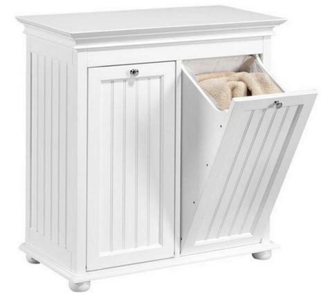 If you have room on your landing. Home Double Wood Tilt Out Laundry Hamper Storage Shelf ...