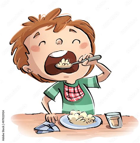 niño comiendo stock illustration adobe stock