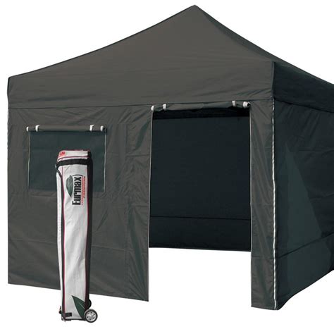 Front & rear zippered doors for easy access and ventilation; 2018 New Eurmax Black Canopy 10 X 10 Commercial Ez Pop Up ...
