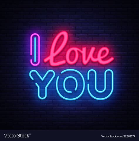 I Love You Neon Sign Love Design Template Vector Image