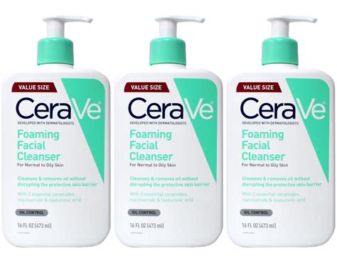 Pack Of 3 Cerave Foaming Facial Cleanser For Normal To Oily Skin 16 Fl