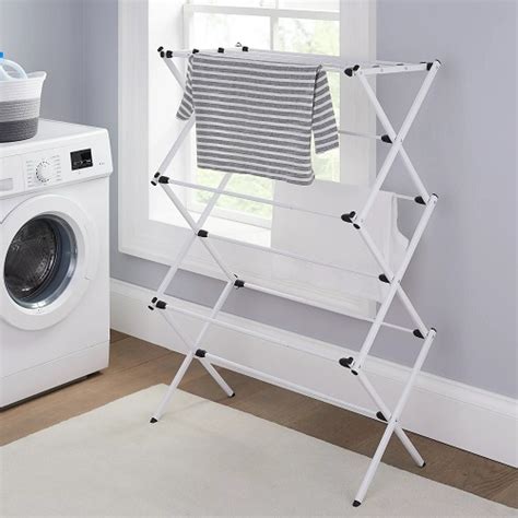 Mainstays Expandable Steel Laundry Cloth Drying Rack White Kids