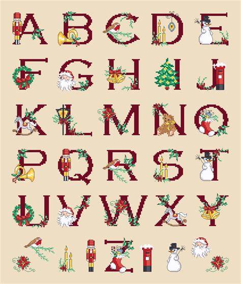 Christmas Abc Cross Stitch Pattern Monograma Atemporal Natal