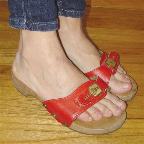 Vintage Cherry Red Leather Dr Scholl S Excercise Sandals Dr Scholl Pinterest Excercise