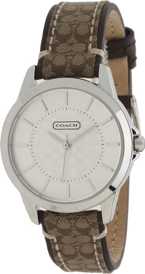coach womens 14501525 classic signature fabric leather strap watch watches