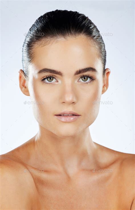 Skincare Beauty Aesthetic And Portrait Of Woman On White Background