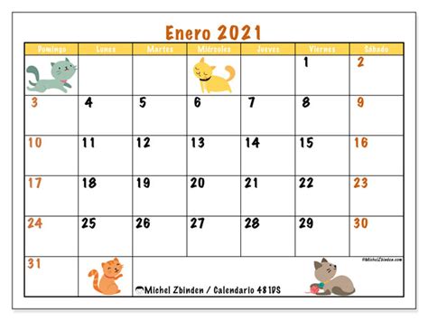 Calendario “481ds” Enero De 2021 Para Imprimir Michel Zbinden Es