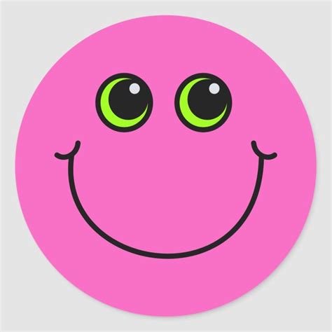 Happy Pink Emoji Face Classic Round Sticker Zazzle Emoji Happy Face