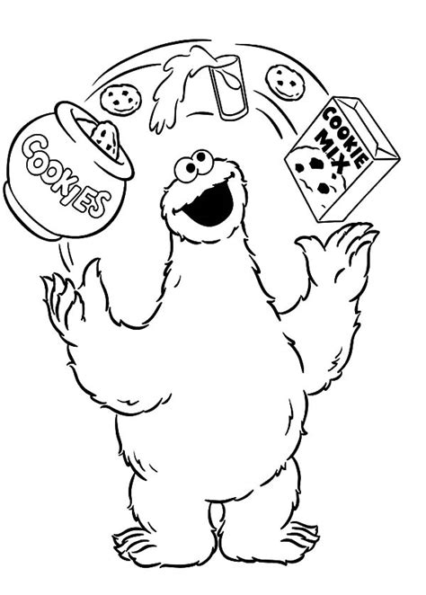 King Cookie Monster Coloring Pages Coloring Sky