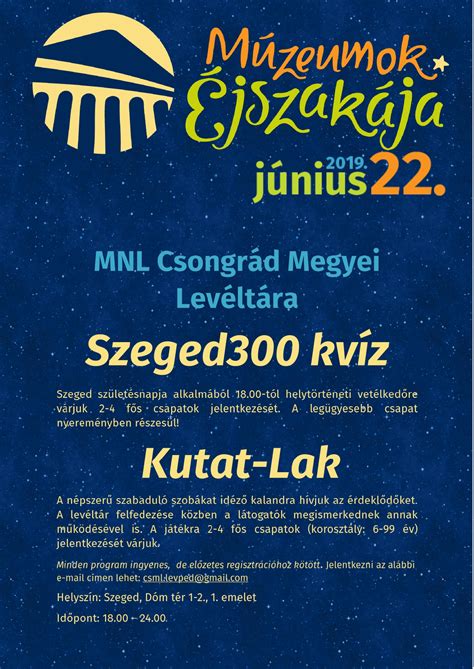 Múzeumok Éjszakája az MNL Csongrád Megyei Levéltárában ...
