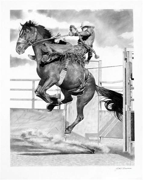 Saddle Bronc Drawing By John Bowman Fine Art America