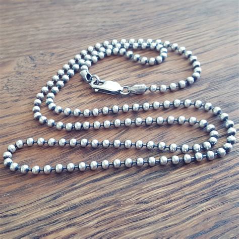 Oxidized Sterling Silver Ball Chain Necklace For Men Or Women