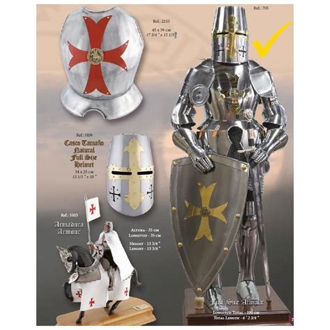 Zbroja Rycerska Templariusza Z Mieczem I Tarczą