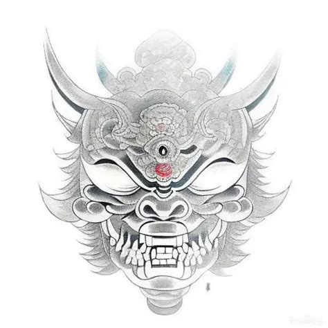 Japanese Oni Mask Tattoo Idea Blackink