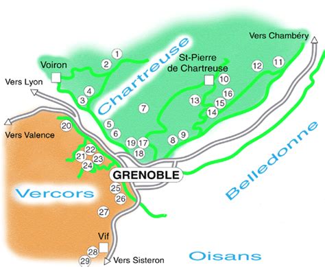 Carte Des Sites Des Environs De Grenoble