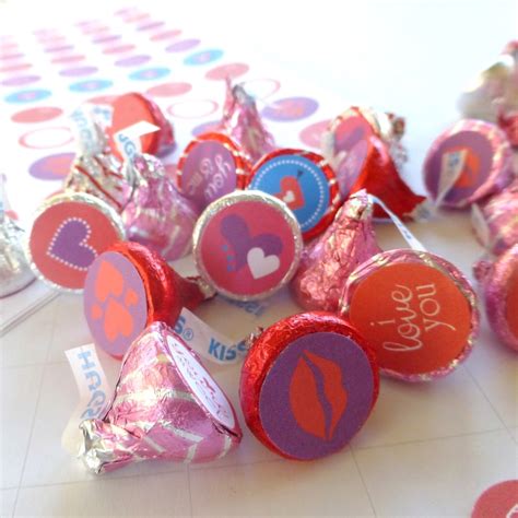 Printable Valentines Hershey Kisses Stickers Treat Bag Toppers Kids