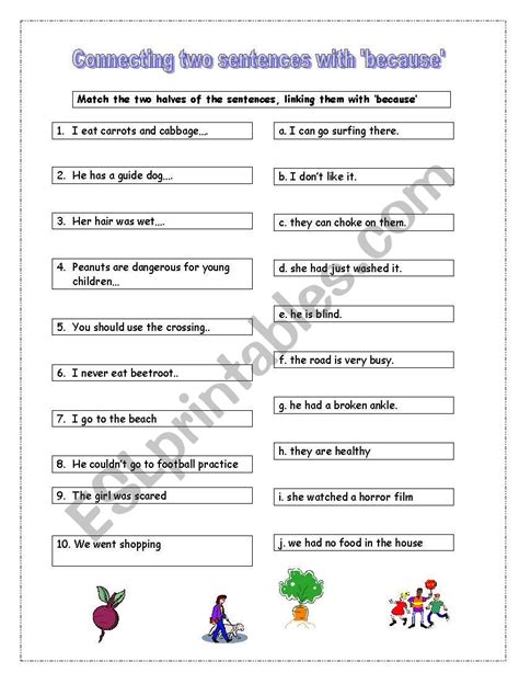 Joining Sentences With ´because´ Esl Worksheet By Tracyjones2