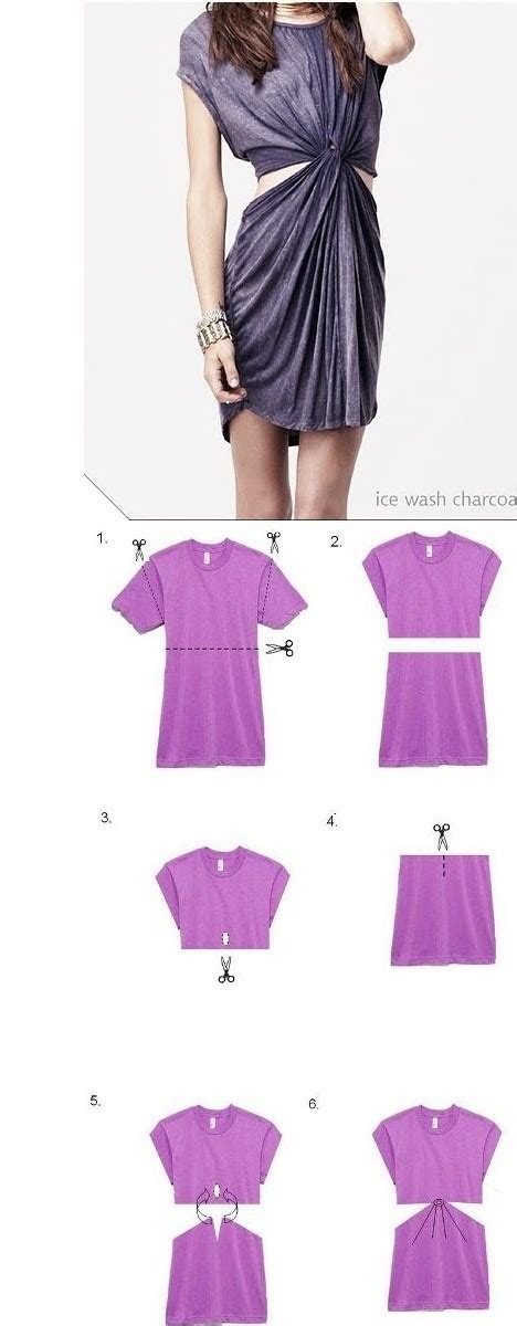 Sign up for more free patterns No Sew Dress From A T-Shirt - DIY - Fashion Daily