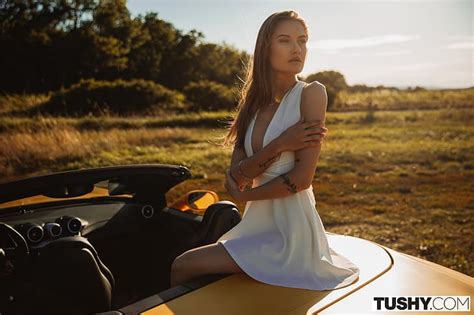 Hd Wallpaper Tiffany Tatum Women Pornstar White Dress Ferrari