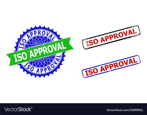 Iso Approval Rosette And Rectangle Bicolor Stamp Vector Image