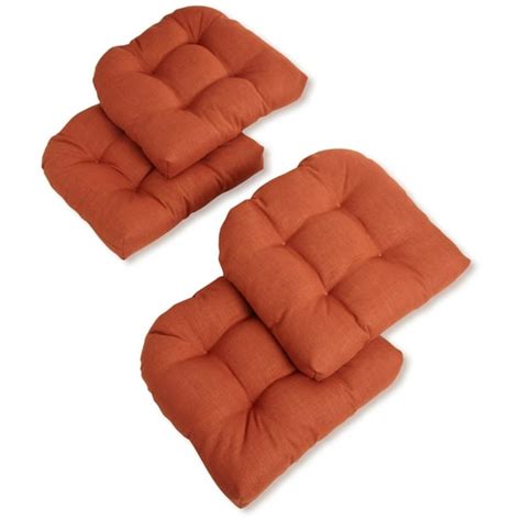19 inch u shaped spun polyester outdoor tufted dining chair cushions set of 4 cinnamon