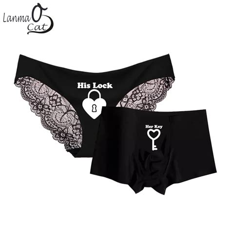 Romantic Matching Couples Panties Smoonty Ice Silk Seamless Men Boxer Shorts And Sexy Lace Women