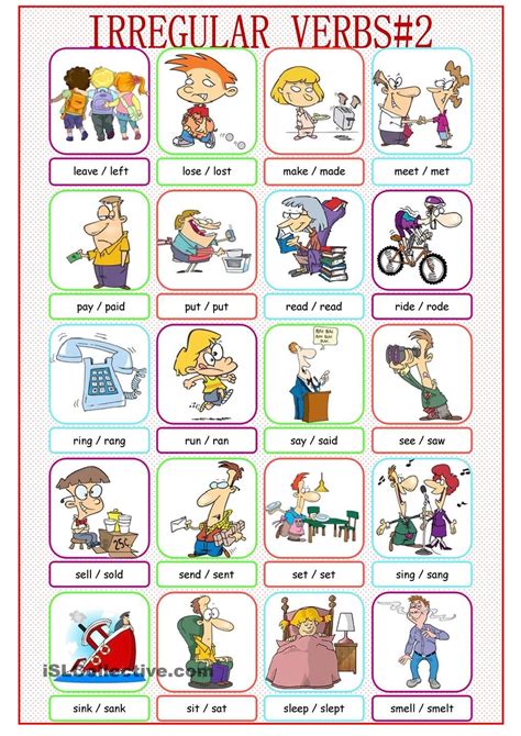 Irregular Verbs Picture Dictionary2 Ingles Basico Para Niños Verbos