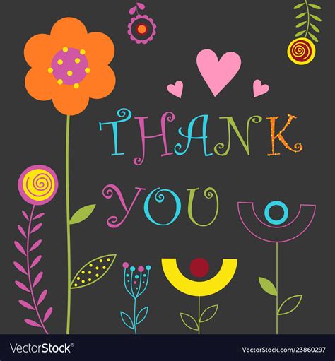 Floral Cute Card Thank You Royalty Free Vector Image