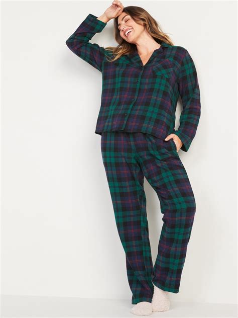 Printed Flannel Pajama Set For Women Old Navy Flannel Pajamas