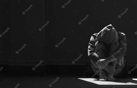 Premium Photo Light And Shadow On Surface Of Hopeless Man Sitting