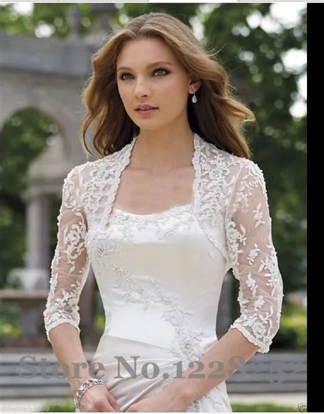 2017 Custom Made Bridal Jackets New Sexy 34 Sleeves Lace Wedding