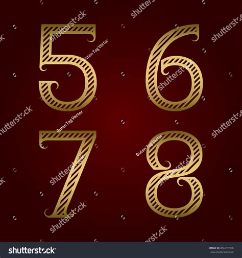 Five Six Seven Eight Golden Striped Stock Vector Royalty Free