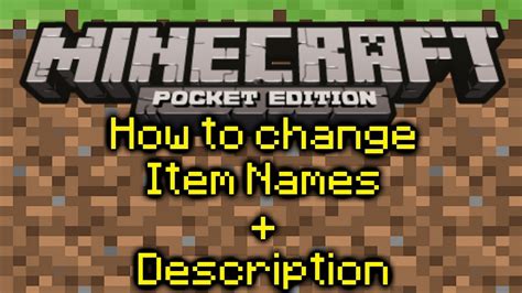 In this blog, i'll show you how to make coloured item names in minecraft without using any external programs such as nbtedit or nbtexplorer. Minecraft PE How to change Item Names and Description ...