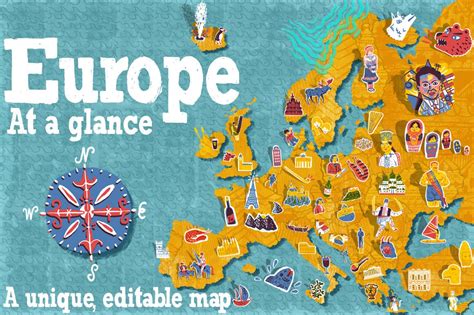 Illustrated Map Of Europe Custom Designed Illustrations ~ Creative Market