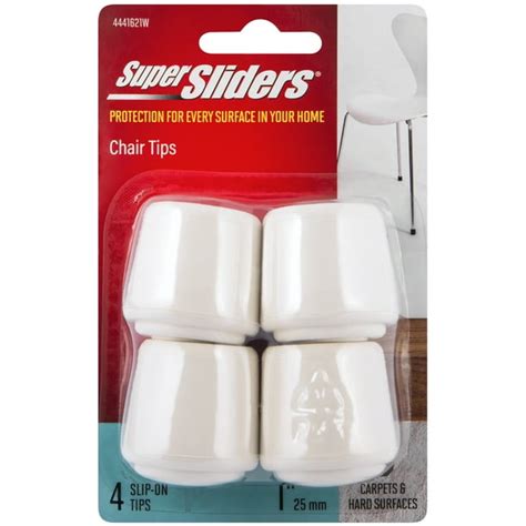 Super Sliders 1 Round Rubber Tip Chair Leg Caps Floor Protection Pad White 4 Pack Walmart