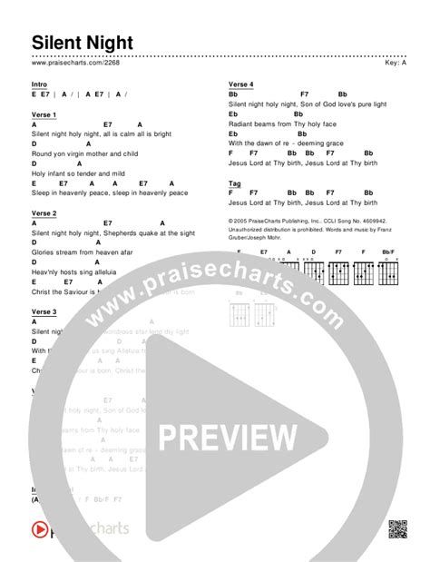 Silent Night Chords Pdf Traditional Carol Praisecharts Praisecharts