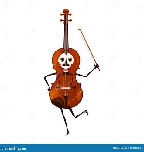 Cartoon Dancing Violin Character Isolated Fiddle Stock Vector