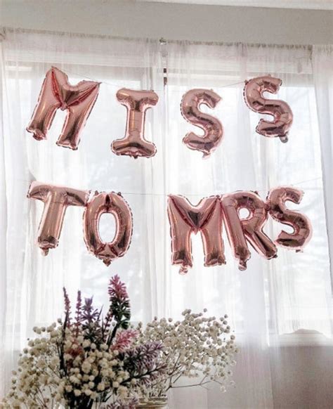 Miss To Mrs Gold Balloons 16 Inch Bridal Shower Banner Decor Bachelorette Party Banner Bride