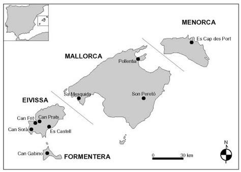 Map Of The Balearic Islands With The Sites Cited In The Text