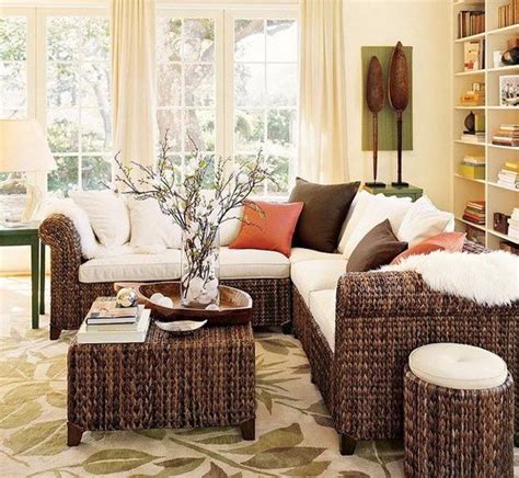 Wicker Furniture Adding Cottage Decor Feel To Modern Living Room Designs