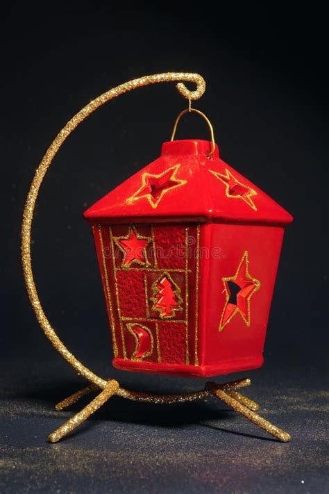 Red Christmas Lantern Stock Image Image Of Golden Ornaments 6990813