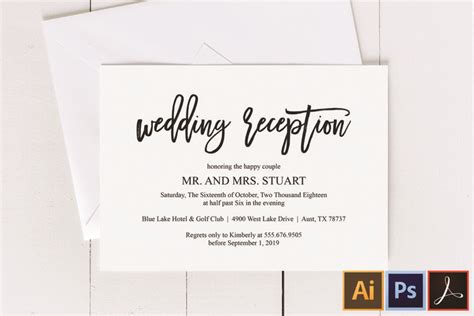 Wedding Reception Invitation Card Pdf Editable Template