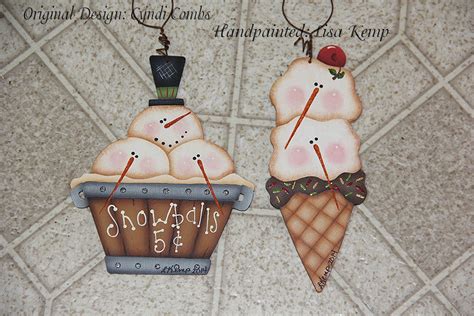 Snowman Ice Cream Cone Ornament Cyndi Combs Design Etsy