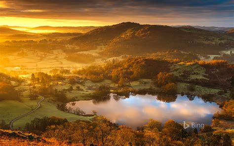 Sunrise At Loughrigg Tarn Ambleside Lake District England