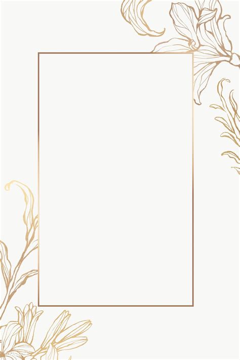 Rectangle Gold Frame With Floral Outline Premium Image By Rawpixel